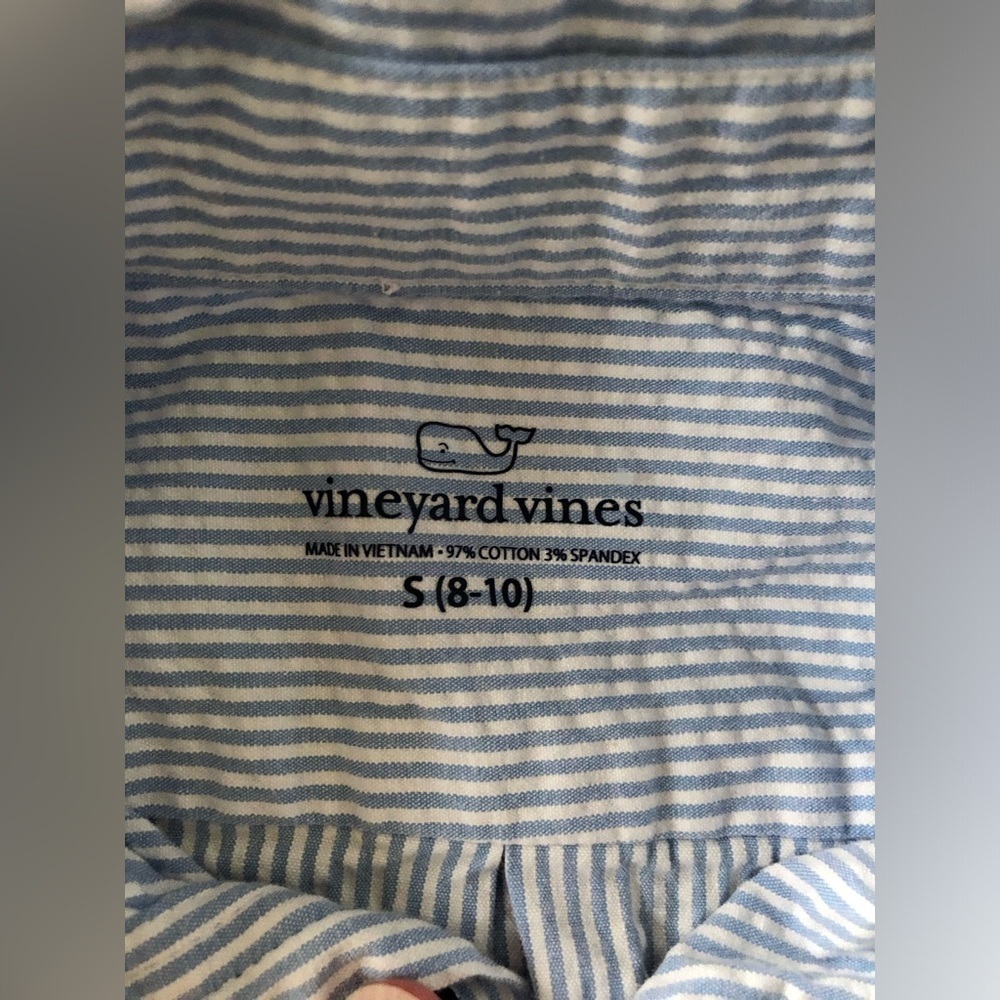 Vineyard Vines Boys S (8-10) Pastel Blue/White Striped Button-Down - EUC! - Picture 5 of 10